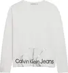 Calvin Klein METALLIC MONOGRAM LS Kadın Beyaz T-Shirt