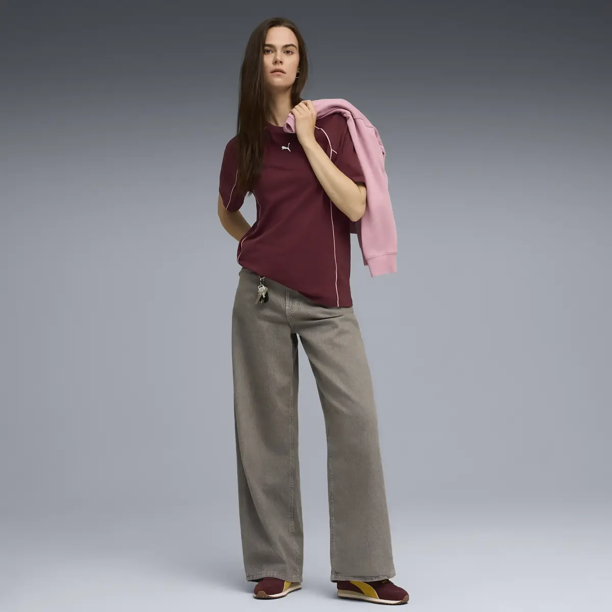 Puma SPORT Relaxed Tee Bordo Kadın Relax T-shirt