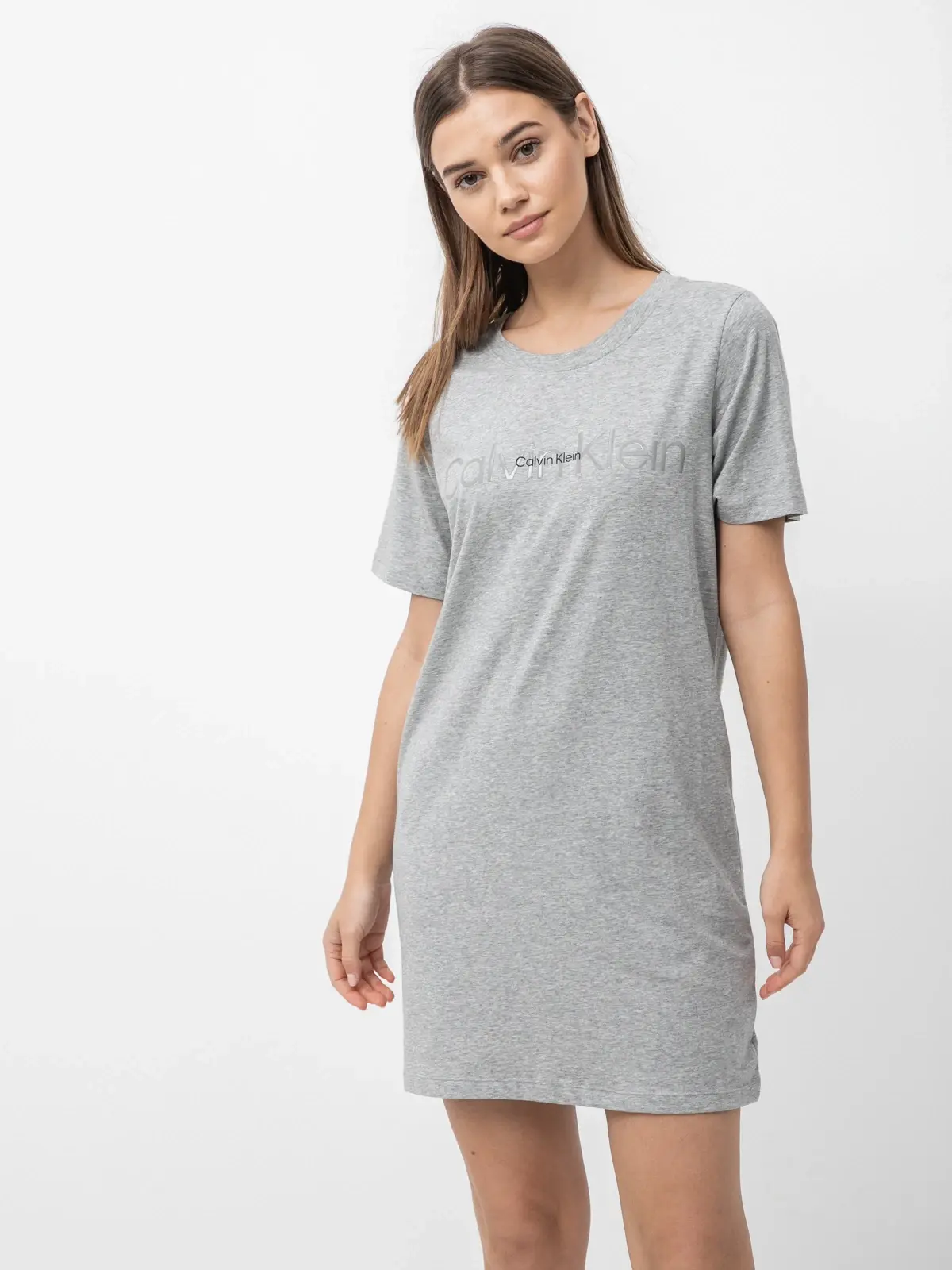 Calvin Klein S/S NIGHSHIRT Kadın Gri Elbise