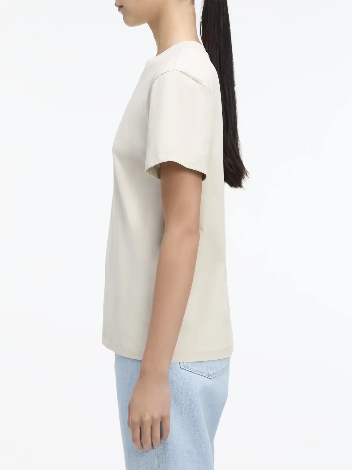 Calvin Klein HERO LOGO REGULAR T-, PE0 Krem Kadın T-Shirt & Polo