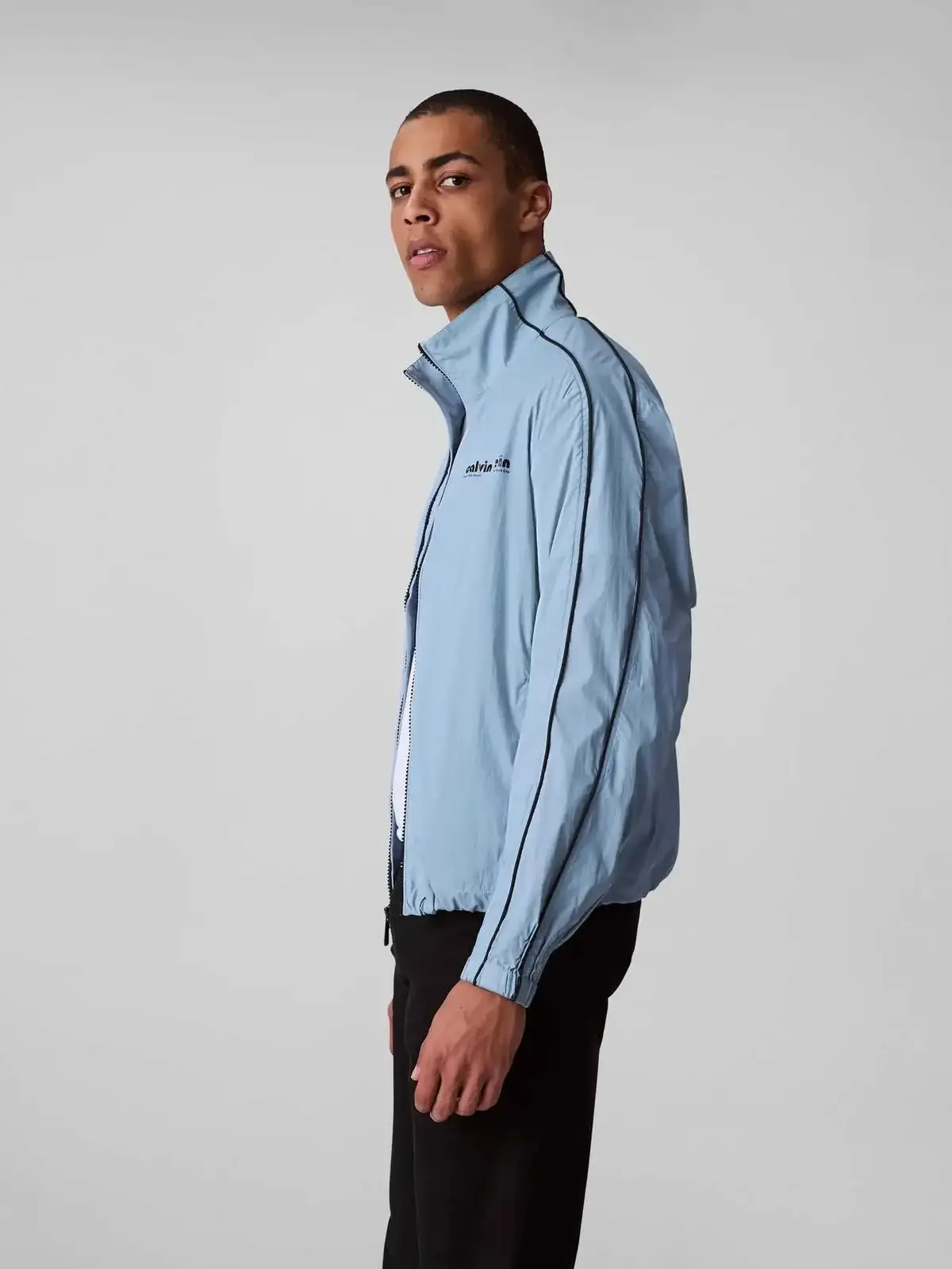 Calvin Klein LS CRINKLE STAND COLLAR TRACK JA Mavi Erkek Ceket