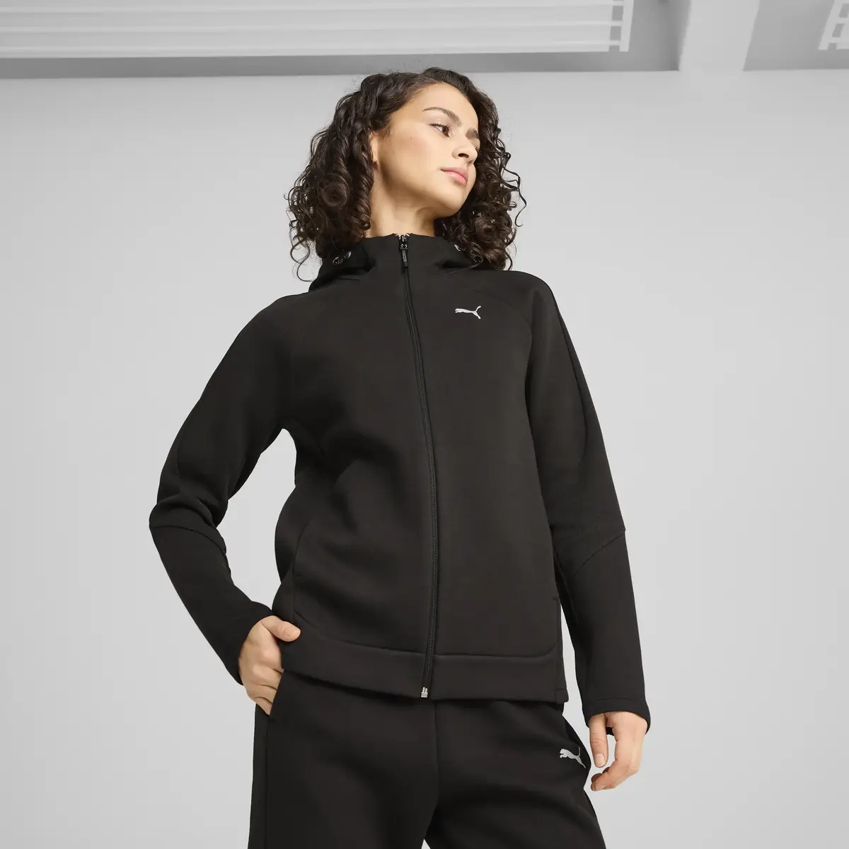 PUMA EVOSTRIPE Full-Zip Hoodie Kadın Siyah Fermuarlı Hoodie