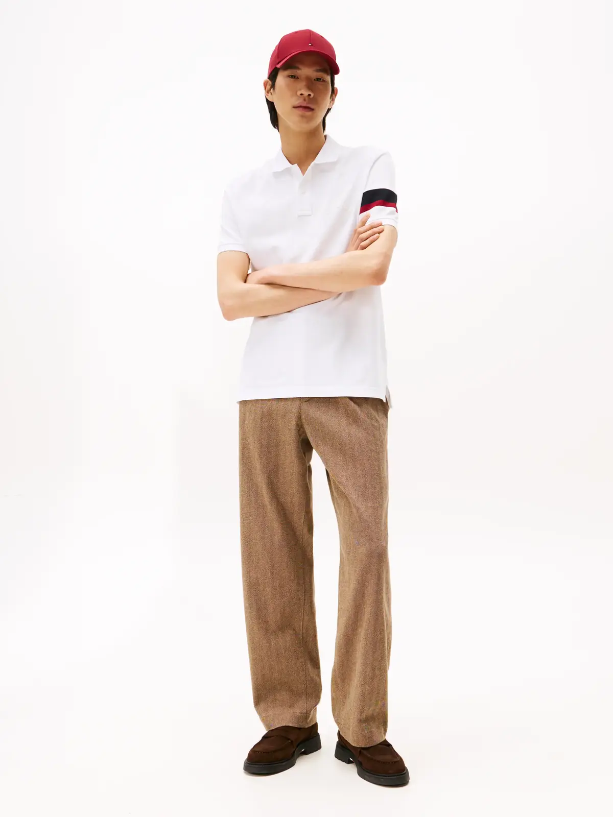 Tommy Hilfiger RWB SLEEVE TAPE REG, YBR Beyaz Erkek Polo T-Shirt
