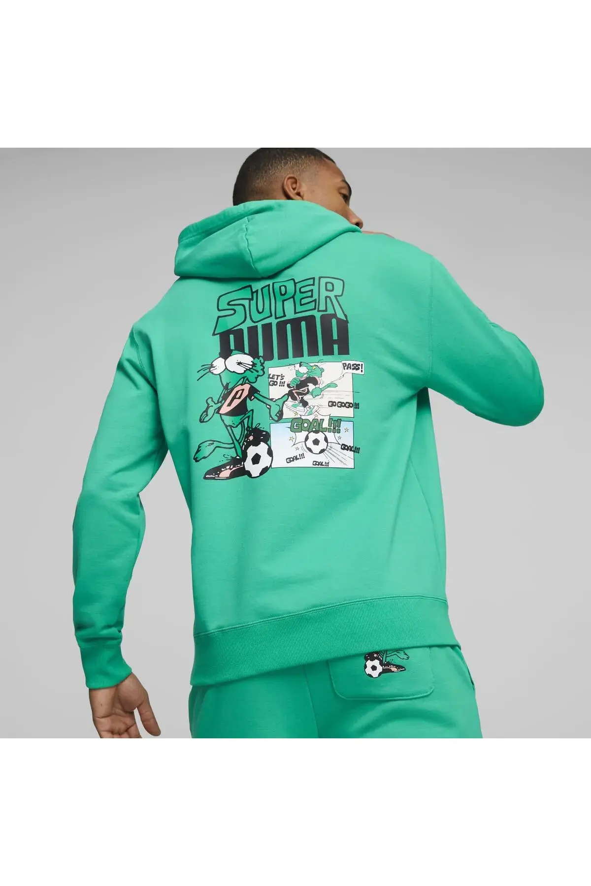 Puma CLASSICS SUPER PUMA Graphic Hoodie TR Yeşil Erkek Hoodie