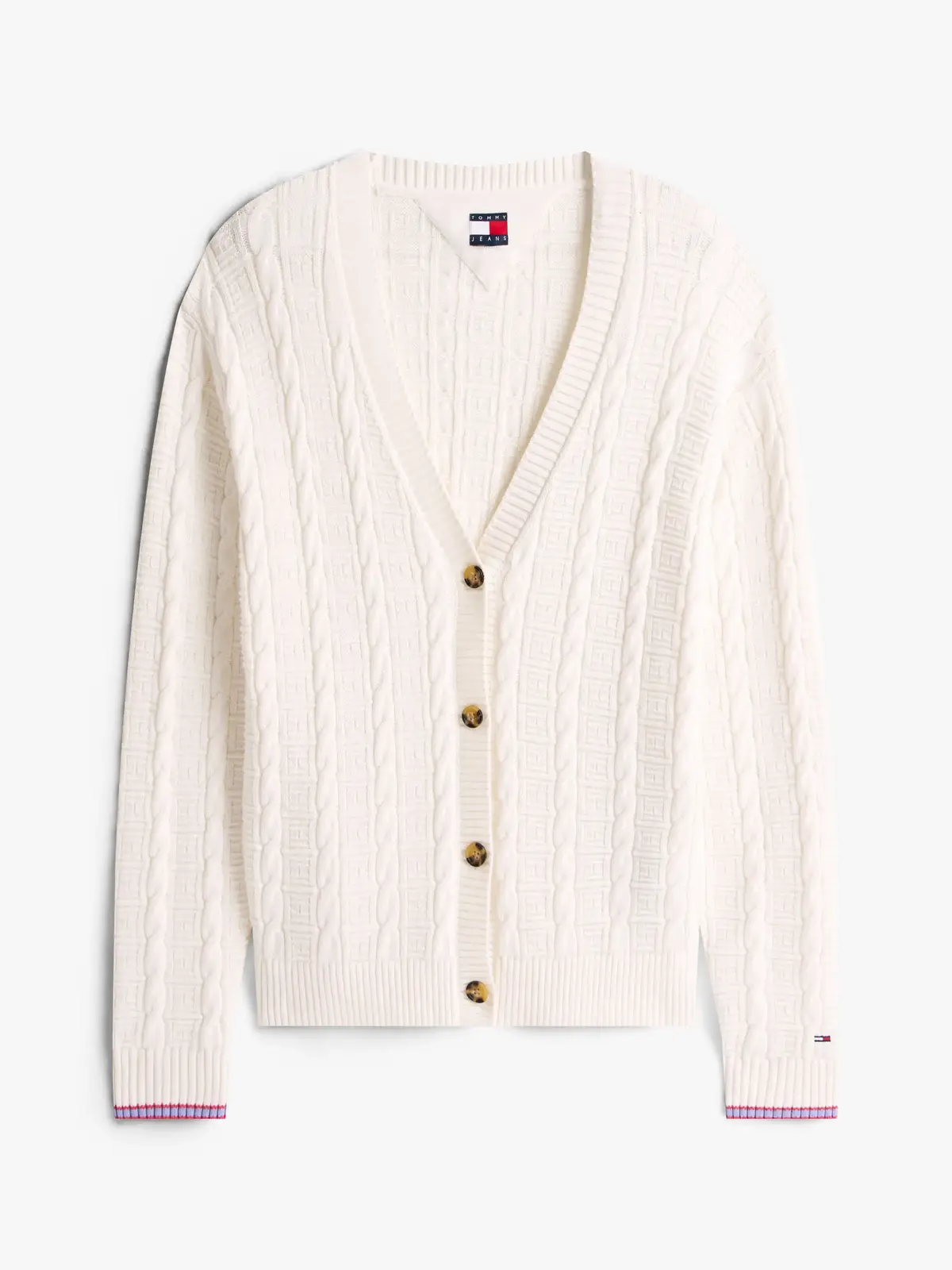 Tommy Hilfiger TJW CABLE CARDIGAN, YBH Krem Kadın Kazak