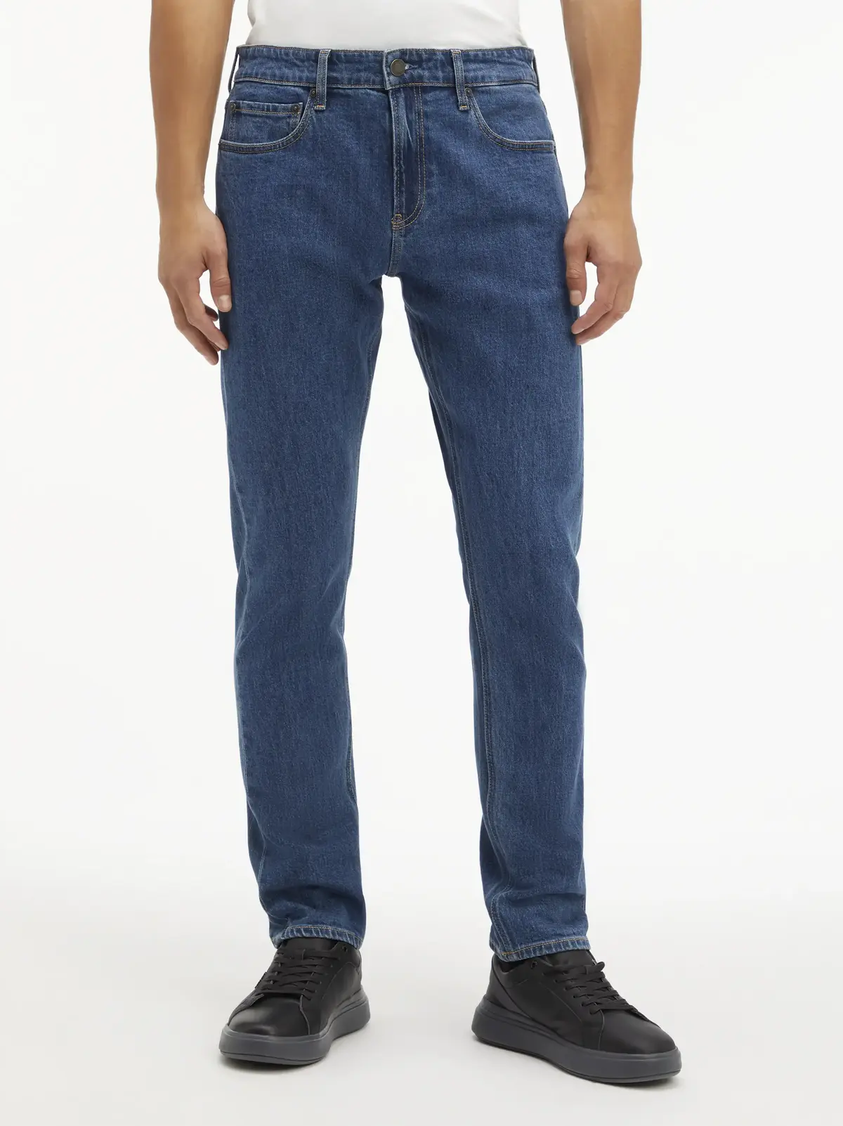 Calvin Klein SLIM FIT MID BLUE, 1A7 Mavi Erkek Jean Pantolon