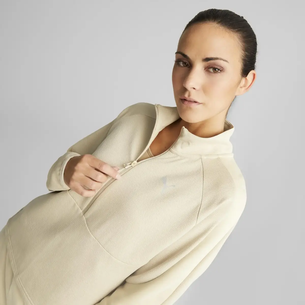 Puma EVOSTRIPE Half-Zip Crew Granola Kadın Yarım Fermuarlı Sweatshirt