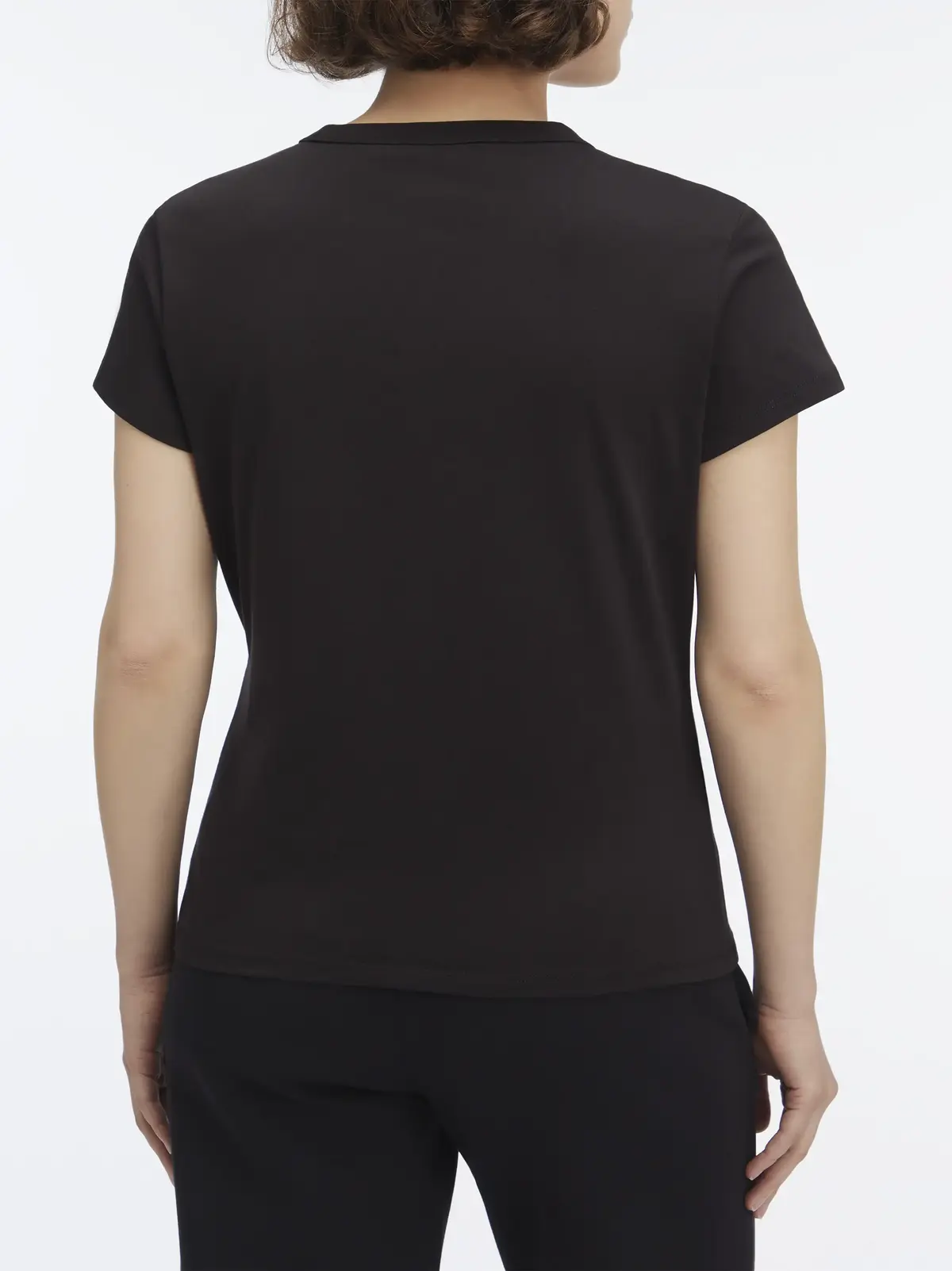 Calvin Klein SATIN CK SLIM T-SHIR, BEH Siyah Kadın T-Shirt & Polo