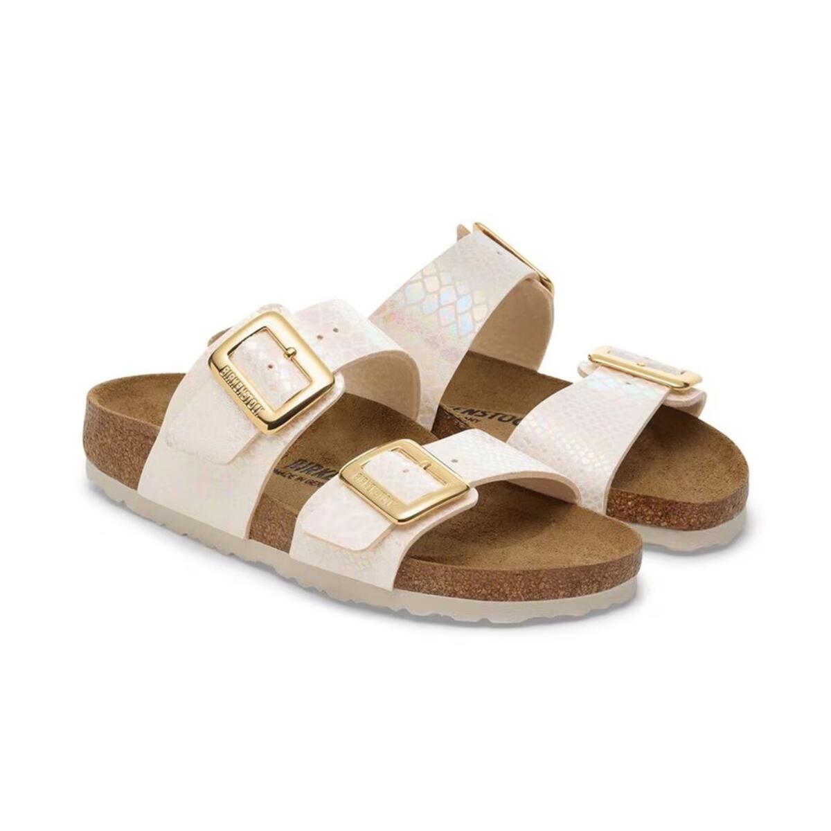 Birkenstock SYDNEY CUSHION BUCKLE BF SHINY SNAKE Pembe Kadın Çift Bantlı Terlik