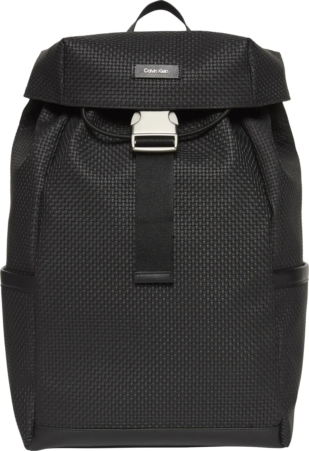 Calvin Klein EMBOSSED WOVEN FLAP BACKPACK Erkek Siyah Sırt Çanta