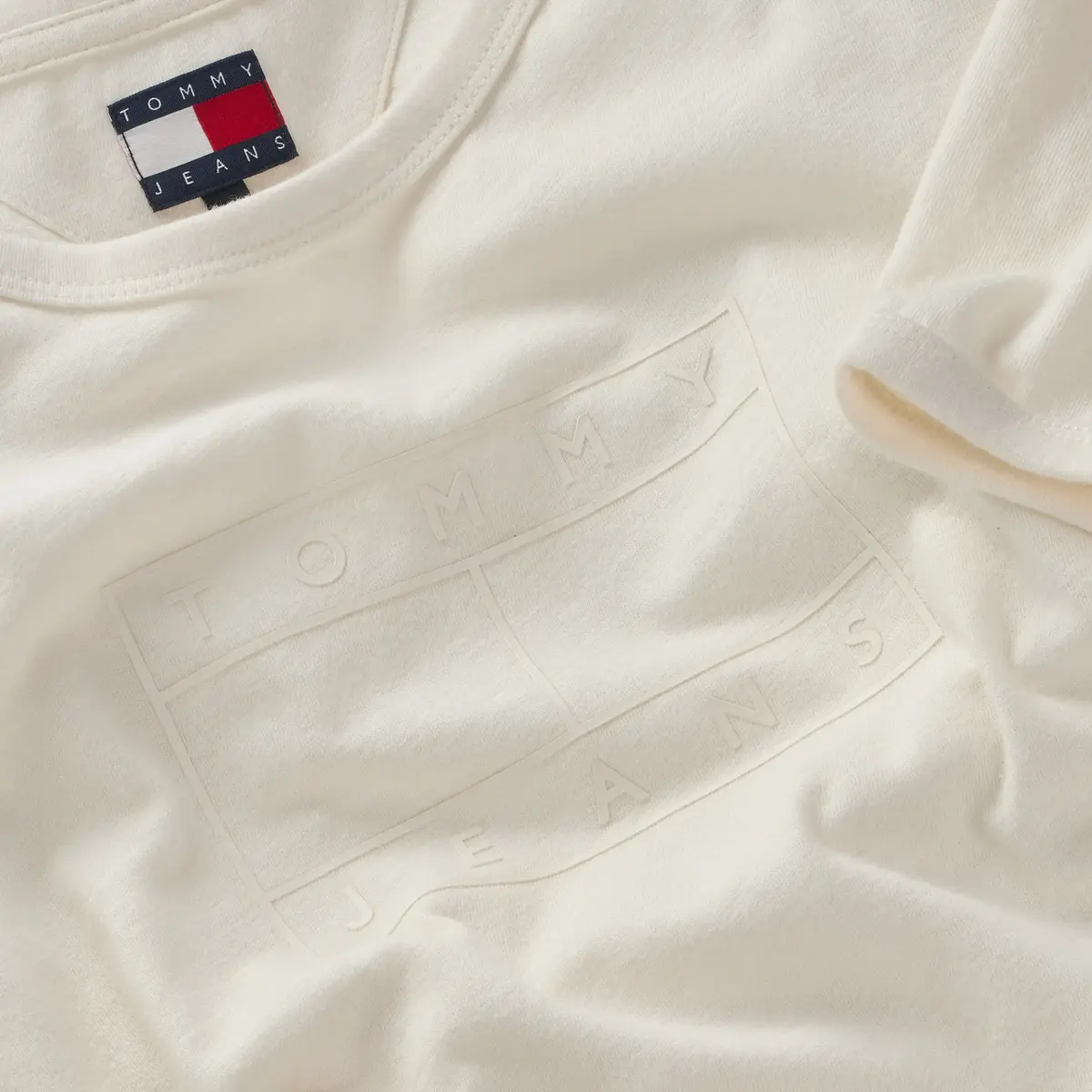 Tommy Hilfiger TJW REG GMD TONAL FL, YBH Krem Kadın T-Shirt & Polo