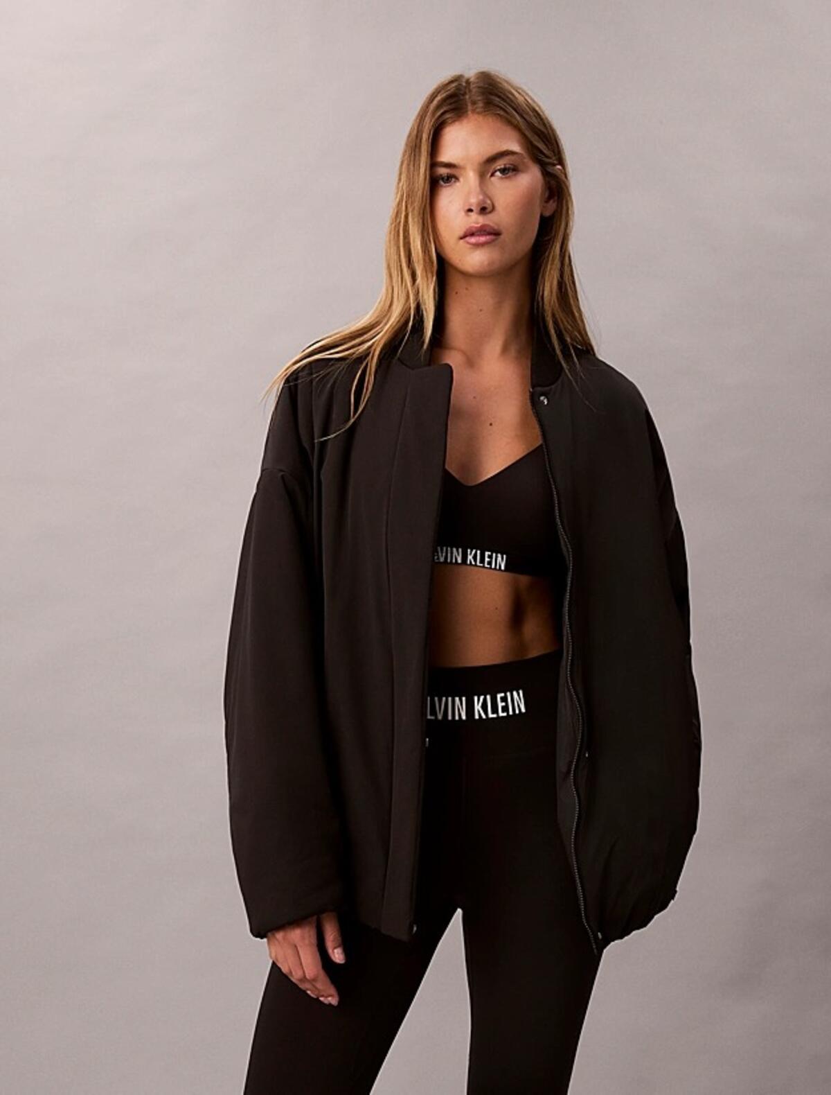 Calvin Klein PADDED BOMBERSiyah Kadın Fermuarlı Ceket