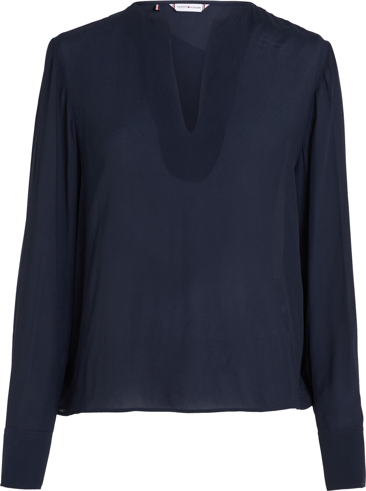 Tommy Hilfiger VISCOSE CREPE V-NECK Kadın Siyah Gömlek