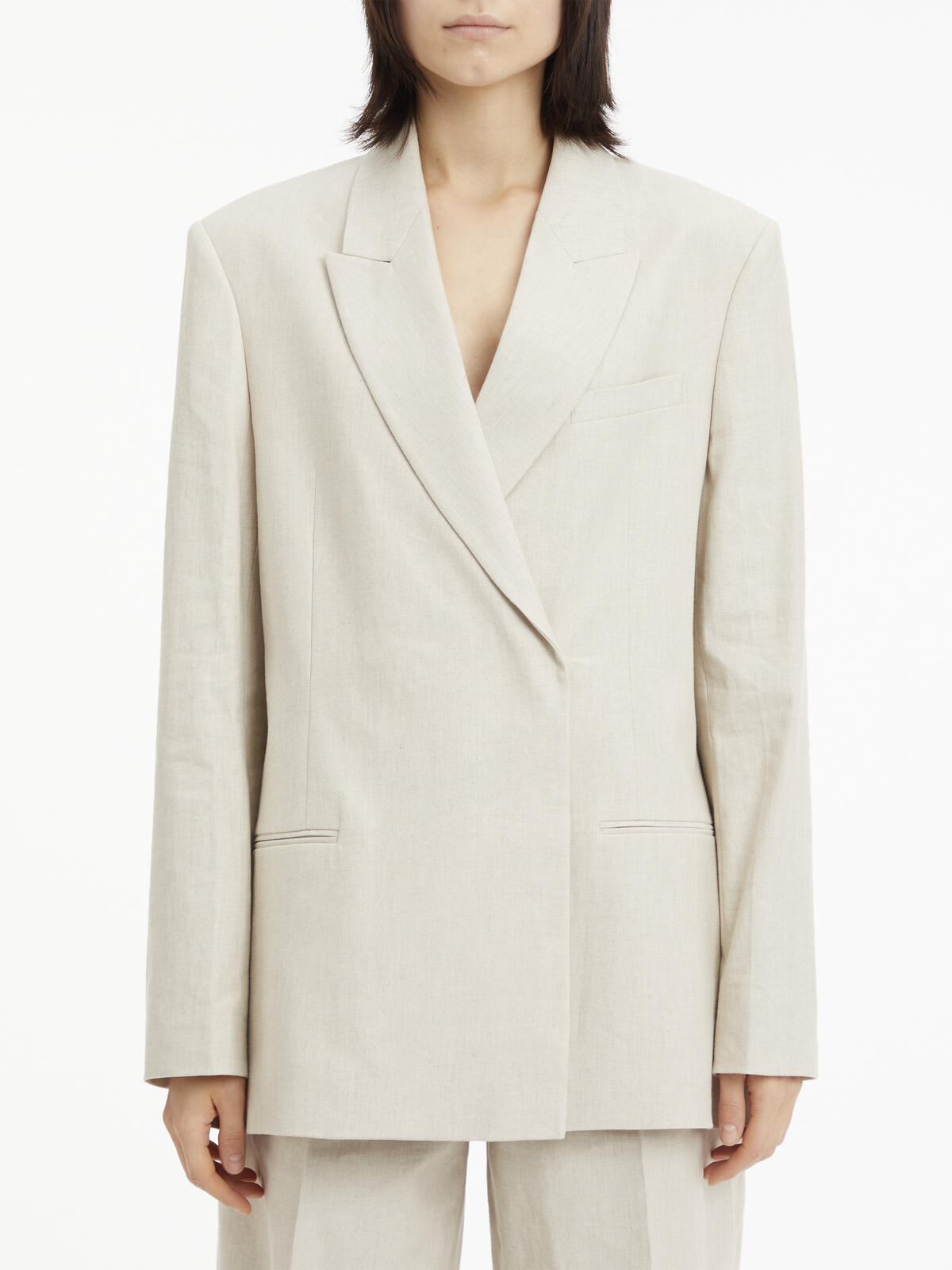 Calvin Klein LINEN TAILORED BLAZE Kadın Krem Blazer