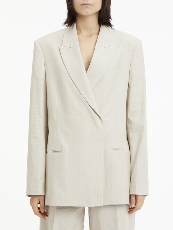 Calvin Klein LINEN TAILORED BLAZE Kadın Krem Blazer
