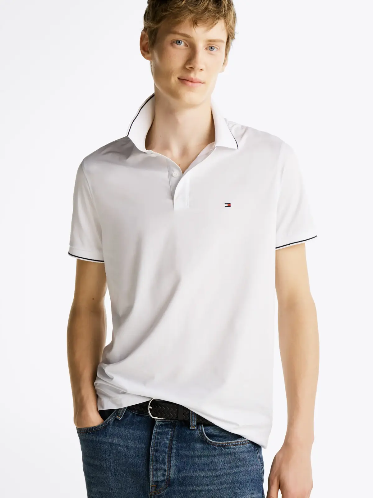 Tommy Hilfiger PERFORMANCE JERSEY R, YBR Beyaz Erkek T-Shirt & Polo