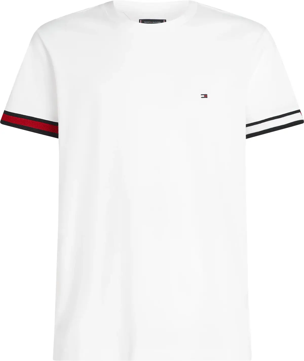 Tommy Hilfiger GLOBAL STRIPE FLAG C, YBR Beyaz Erkek T-Shirt & Polo