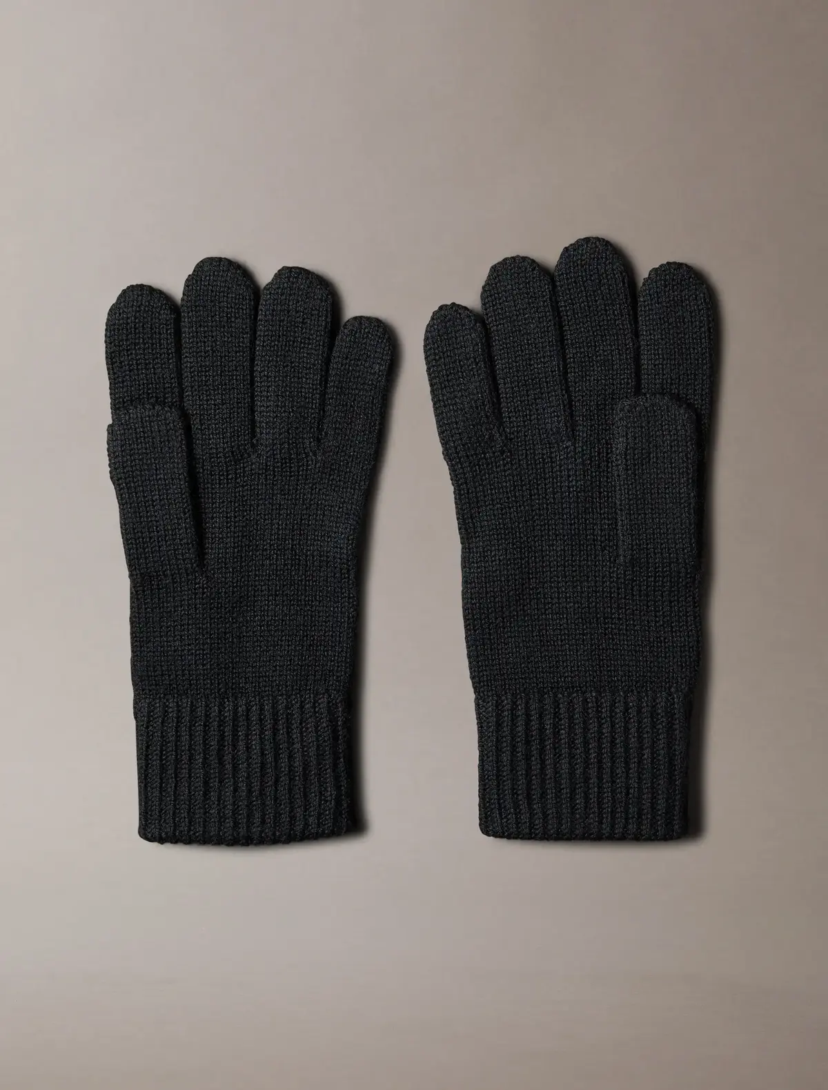 Calvin Klein PATCH WOOL KNITTED GLOVES Siyah Erkek Eldiven