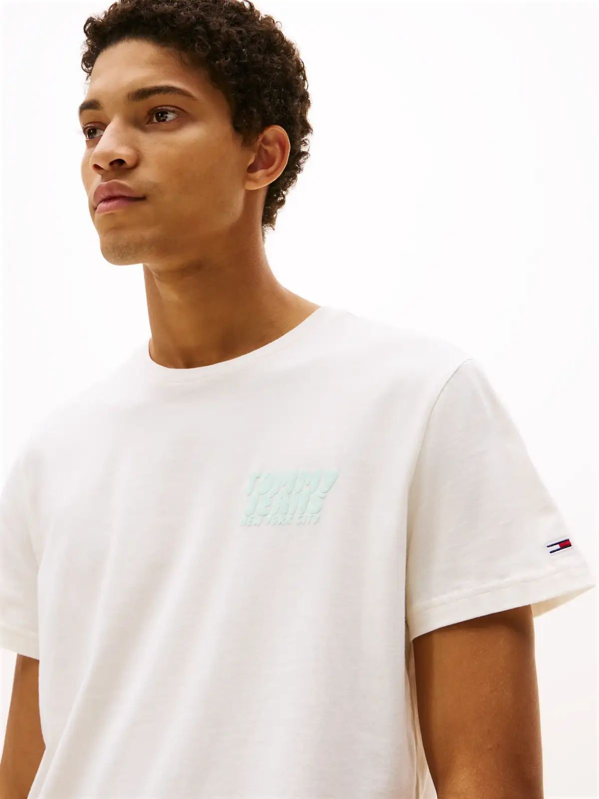 Tommy Hilfiger TJM SLIM BUBBLE PRIN, YBH Krem Erkek T-Shirt & Polo