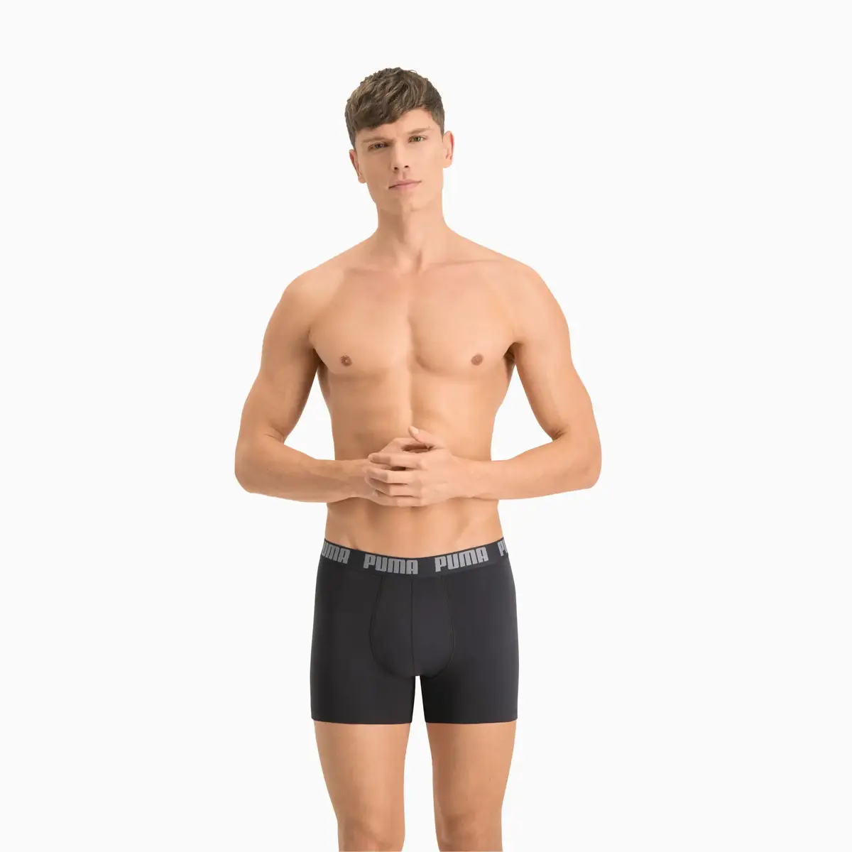 Puma PUMA BASIC BOXER 2P Gri-Siyah Erkek 2'li Boxer