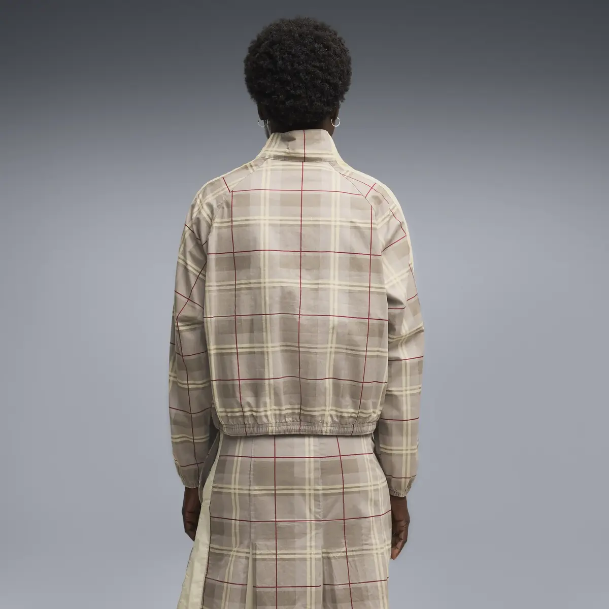 Puma T7 Tartan Woven Jacket Krem Kadın Ceket