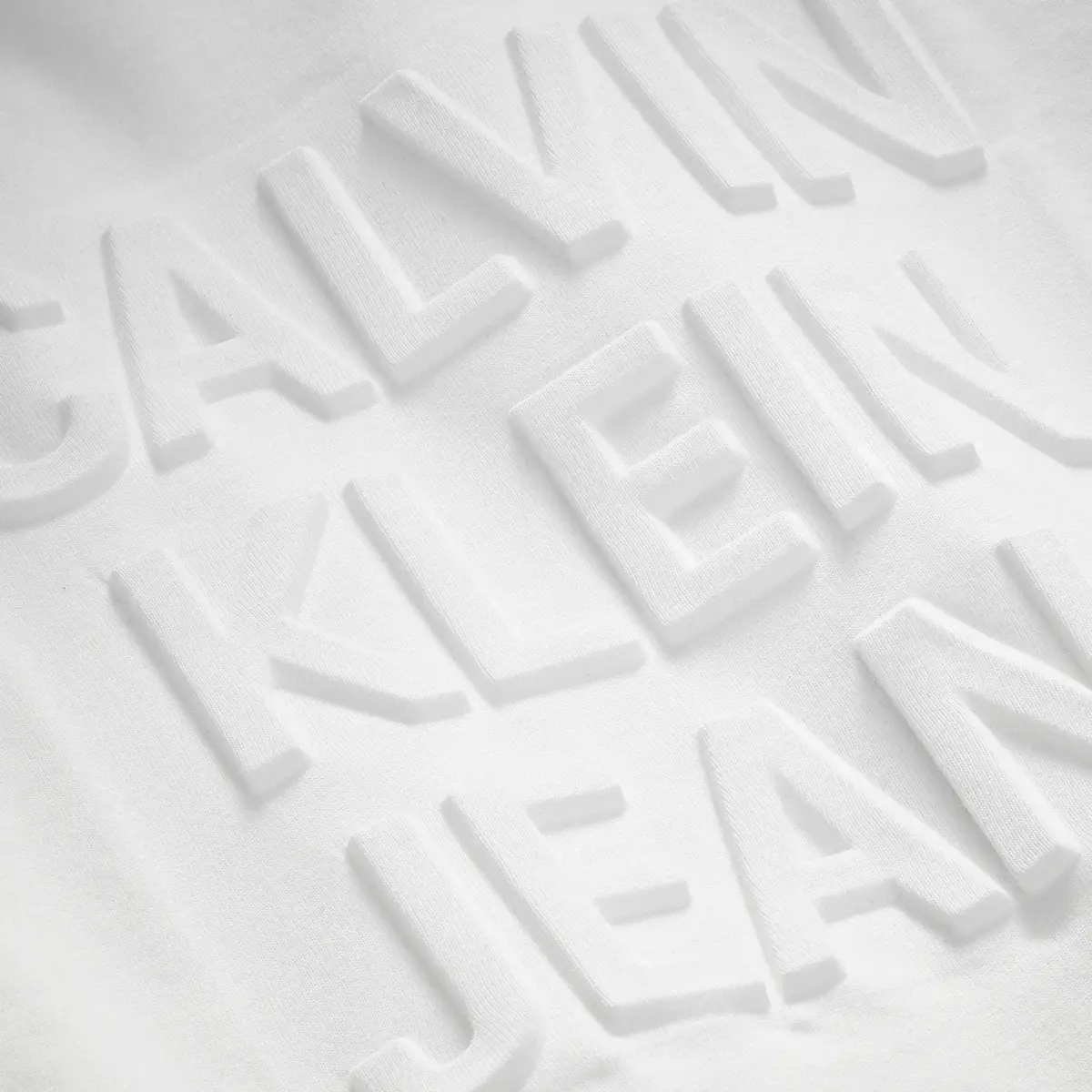 Calvin Klein TONAL DEBOSSED T-SHI Erkek Beyaz T-Shirt