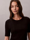 Calvin Klein HS VARIGATED RIB NAN, UB1 Siyah Kadın T-Shirt