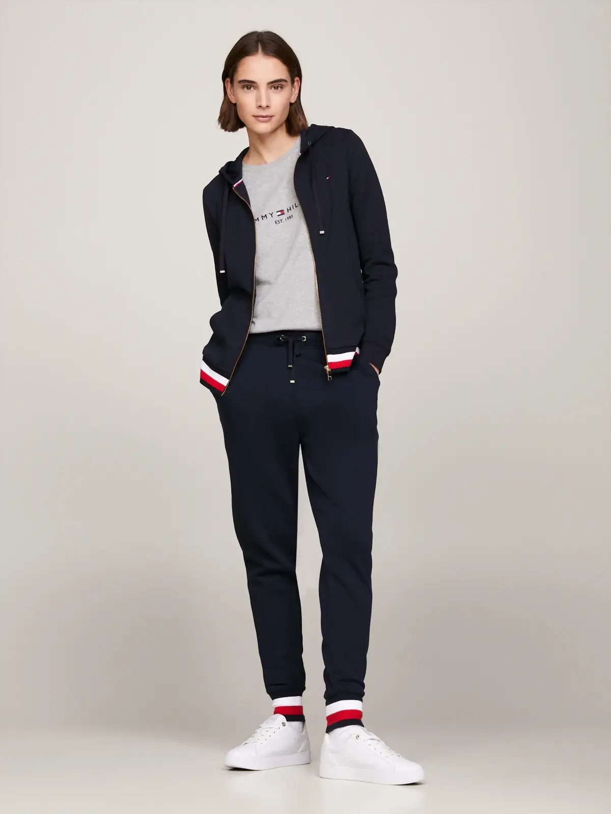 Tommy Hilfiger HERITAGE ZIP-THROUGH Kadın Siyah Hoodie