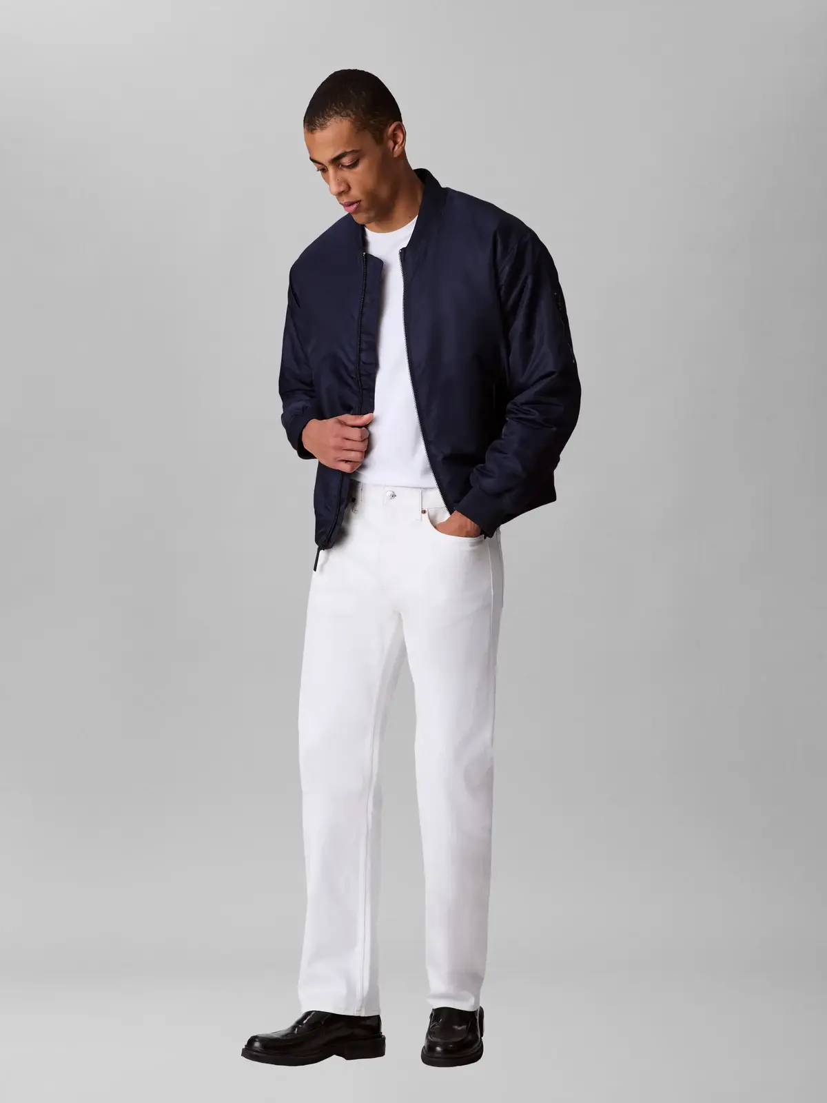 Calvin Klein STNDRD STRGHT CHALK, ASN Beyaz Erkek Kot Pantolon