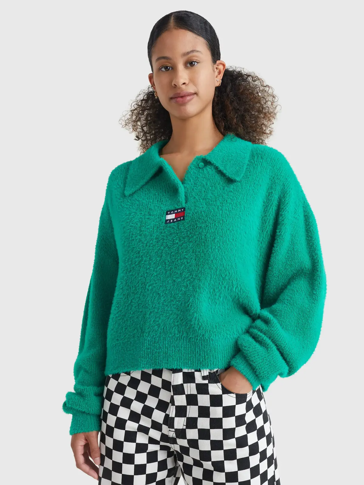 Tommy Hilfiger TJW BXY CROP FURRY P Kadın Yeşil Kazak