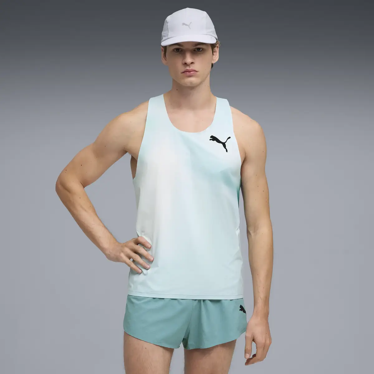 PUMA M LIGHTSPEED ULTRAWEAVE GRAPHIC SINGLET Yeşil Erkek T-Shirt & Polo