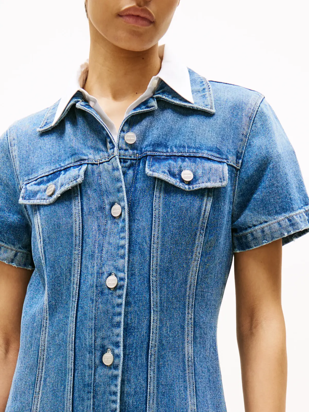 Tommy Hilfiger DNM LANA MIDI SHIRT, 1A5 Mavi Kadın Kot Elbise