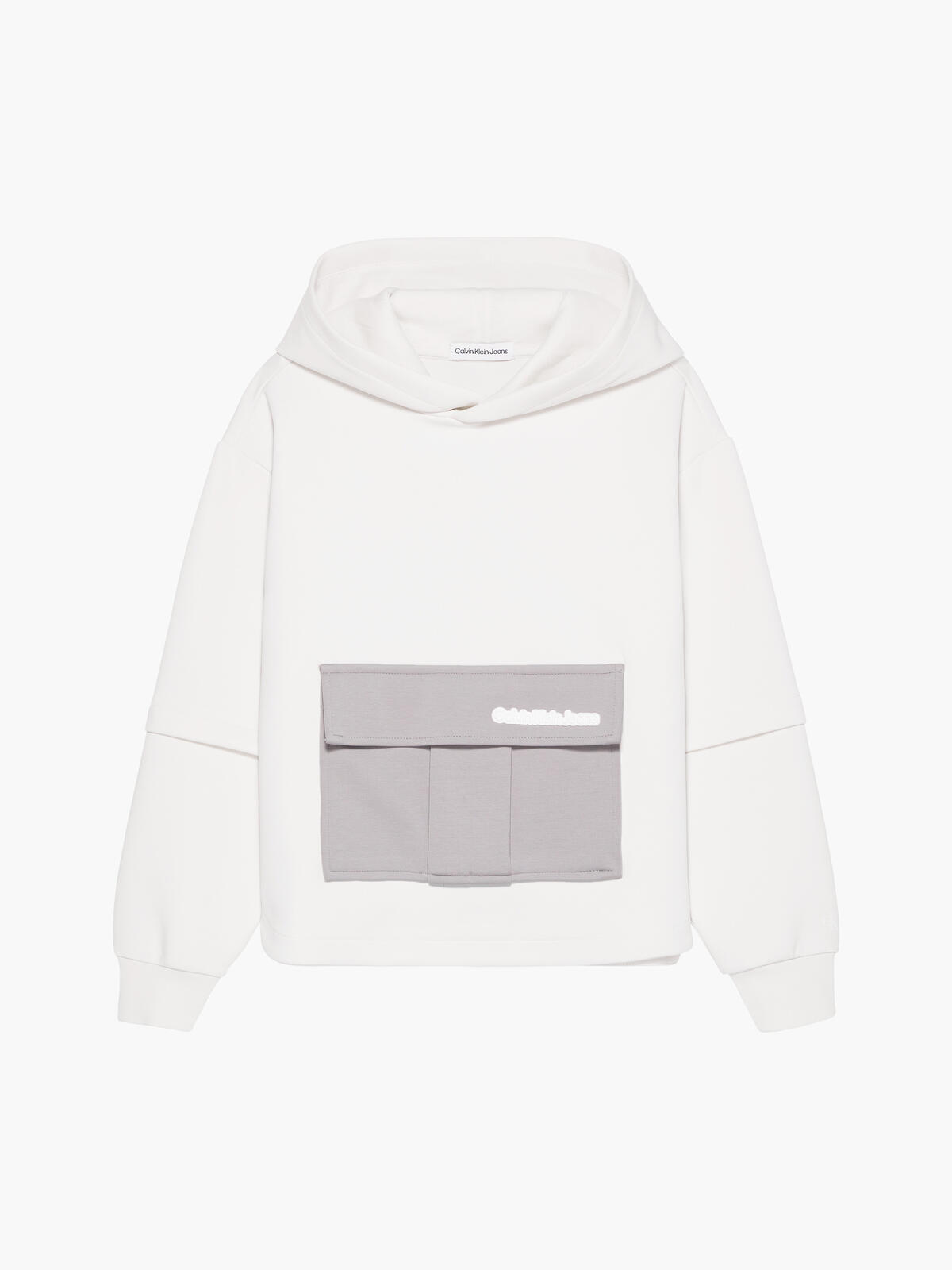 Calvin Klein SPACER COLOR BLOCK L Erkek Beyaz Hoodie