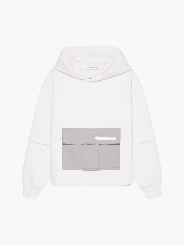 Calvin Klein SPACER COLOR BLOCK L Erkek Beyaz Hoodie
