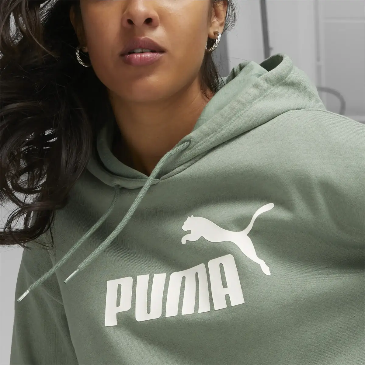 Puma Ess Cropped Logo Hoodie Fl Eucalyptus Yeşil Kadın Hoodie
