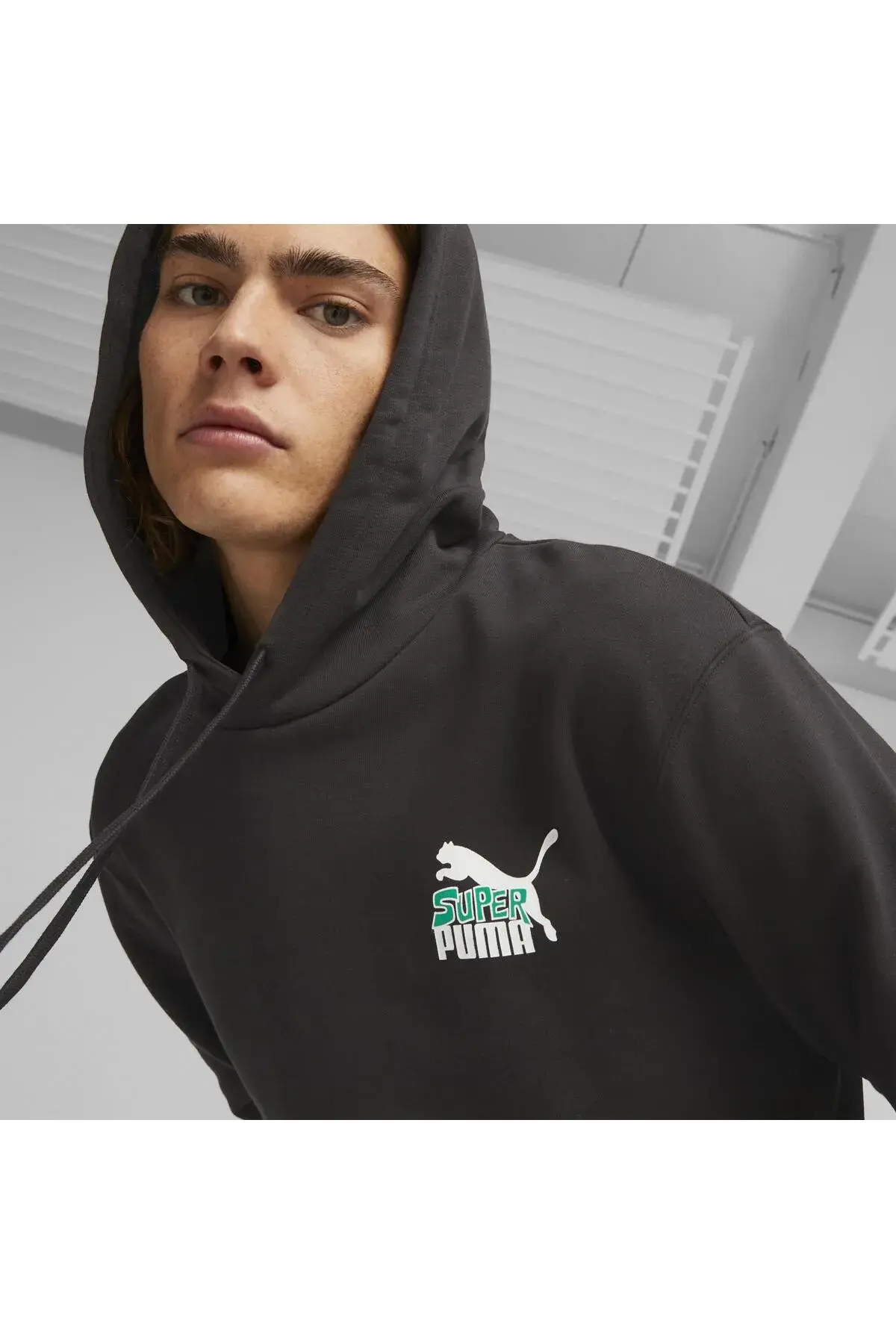 Puma CLASSICS SUPER PUMA Graphic Hoodie TR Siyah Erkek Hoodie