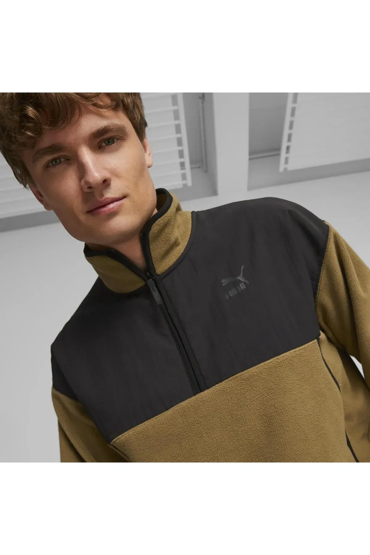 Puma CLASSICS UTILITY Polar Fleece Half-Zip Kahverengi Erkek Yarım Fermuarlı Sweatshirt