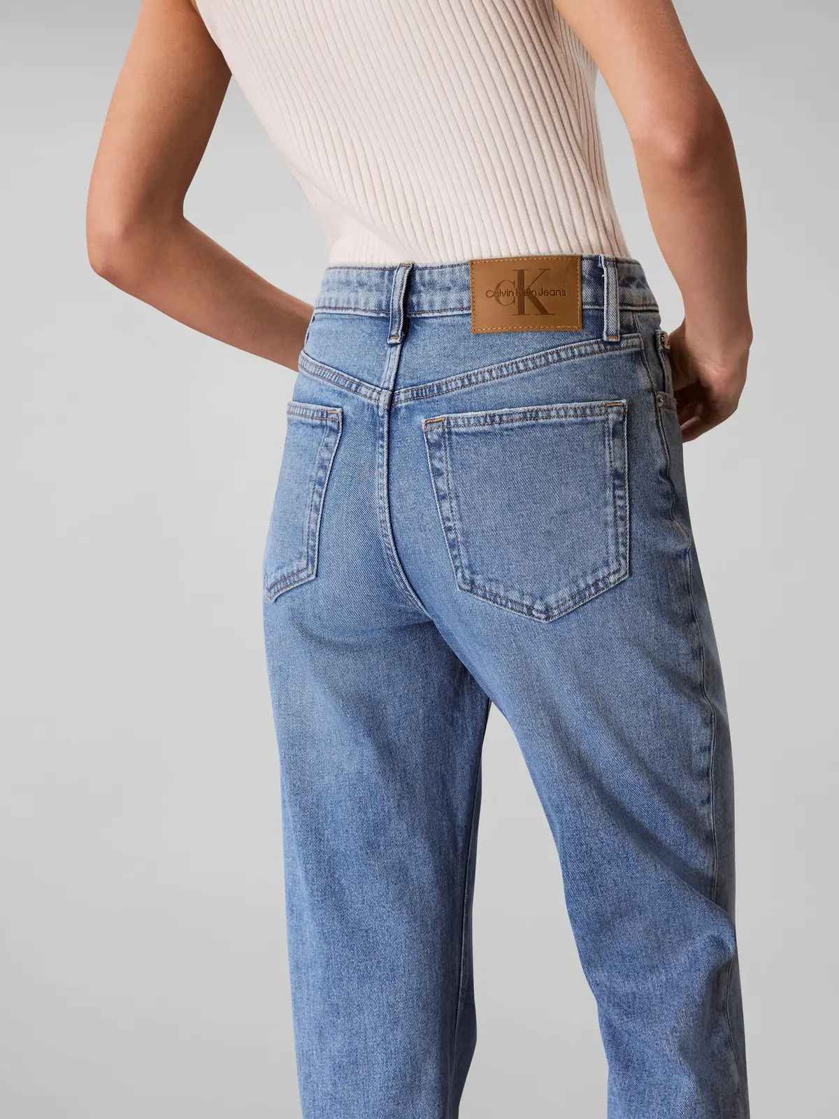 Calvin Klein HIGH RISE STRAIGHT NASSAU Mavi Kadın Jeans