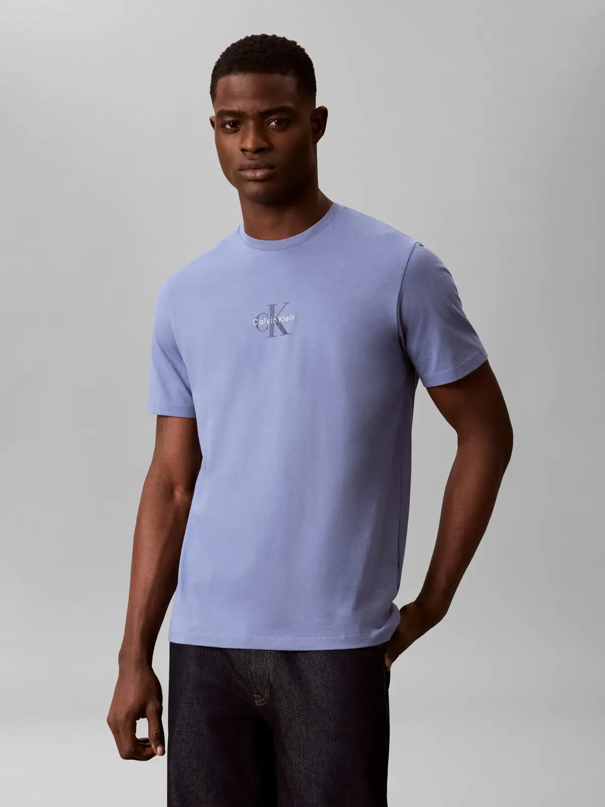 Calvin Klein SS 30S MICRO MONOLOG, C4I Mavi Erkek T-Shirt