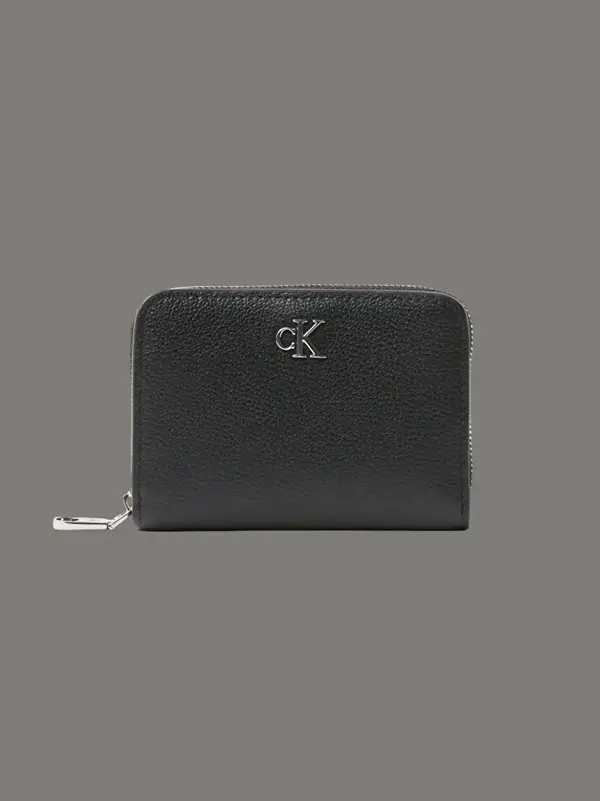 Calvin Klein MINIMAL MONOGRM LTHR MED FLAP ZI Siyah Kadın Cüzdan