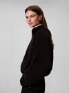 Calvin Klein SHERPA 1/4 ZIP CONTR, UB1 Siyah Kadın Sweatshirt