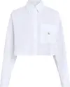 Calvin Klein WOVEN LABEL CROPPED, YAF Beyaz Kadın Gömlek