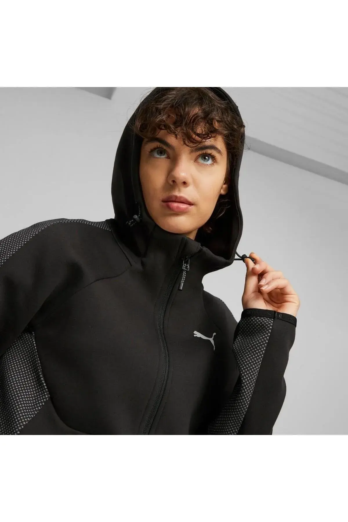 Puma EVOSTRIPE Full-Zip Hoodie Siyah Kadın Fermuarlı Hoodie