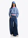 Tommy Hilfiger TJW DENIM CROPPED HO, 1A4 Mavi Kadın Sweatshirt