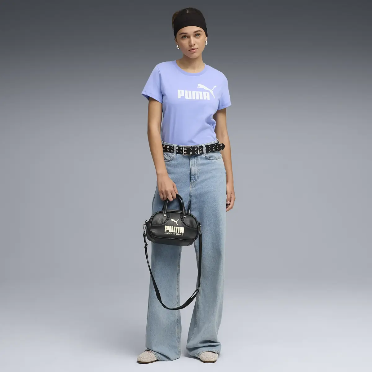 Puma ESS No. 1 Logo Tee Mor Kadın T-Shirt & Polo
