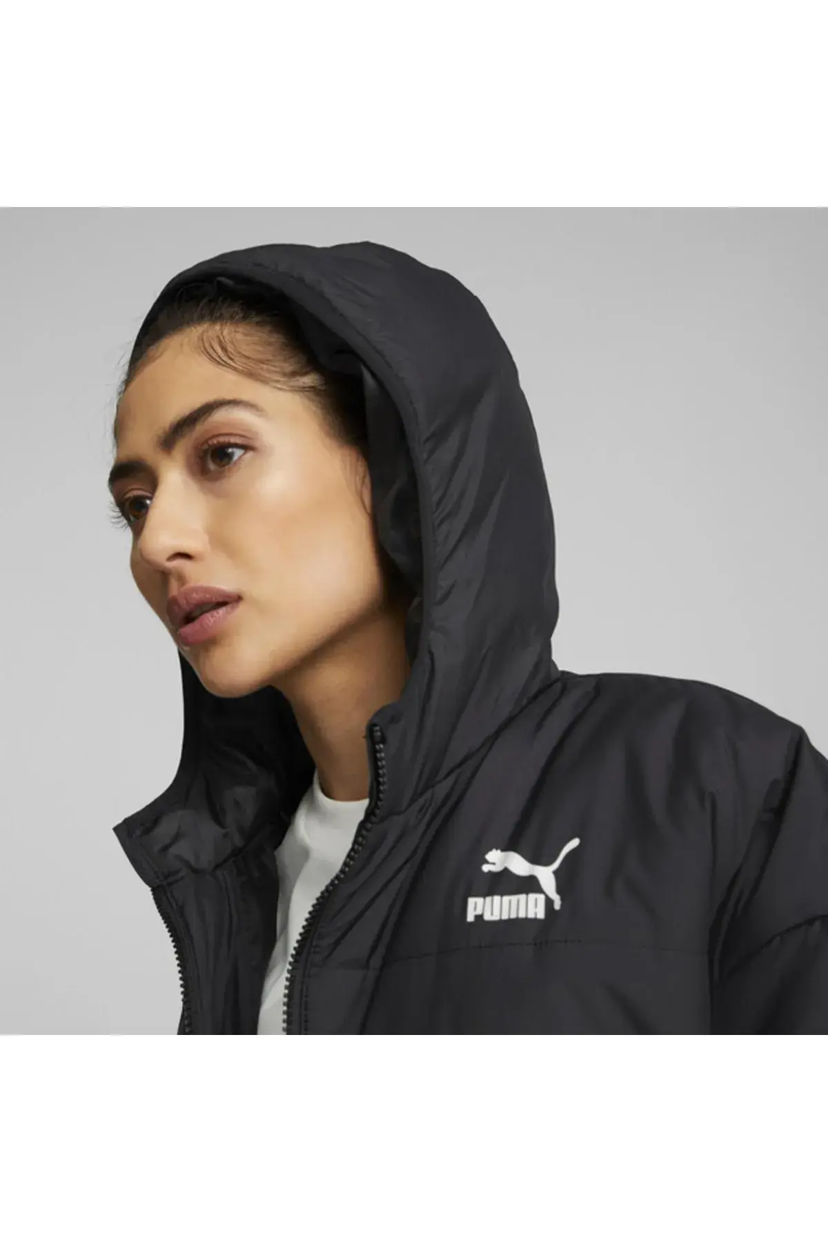Puma Classics Hooded Padded Jacket Siyah Kadın Kapüşonlu Mont