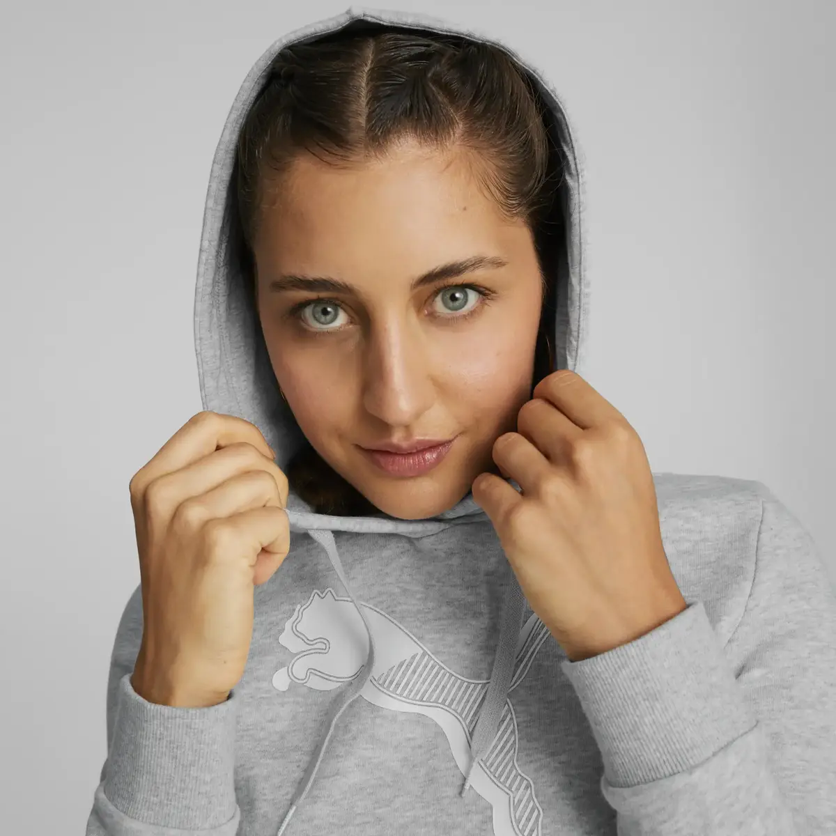 Puma Power Graphic Hoodie Gri Kadın Hoodie