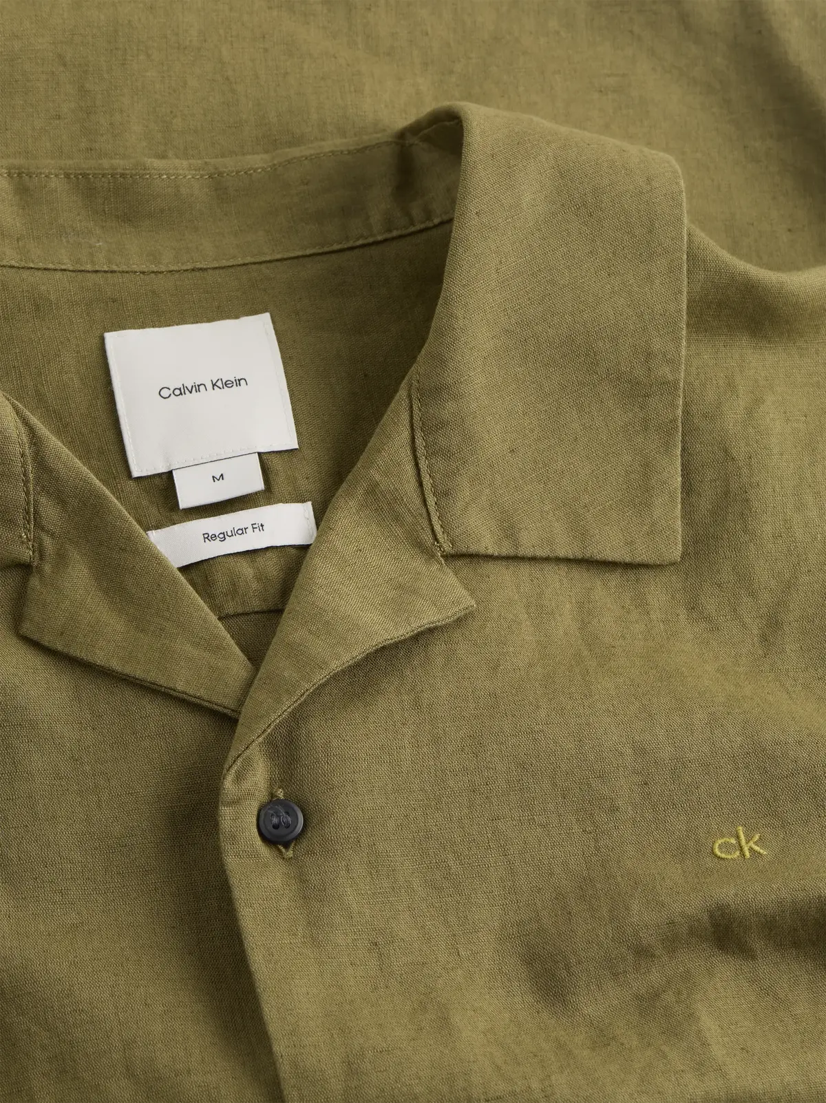 Calvin Klein LINEN COTTON CUBAN S, LHT Yeşil Erkek Gömlek