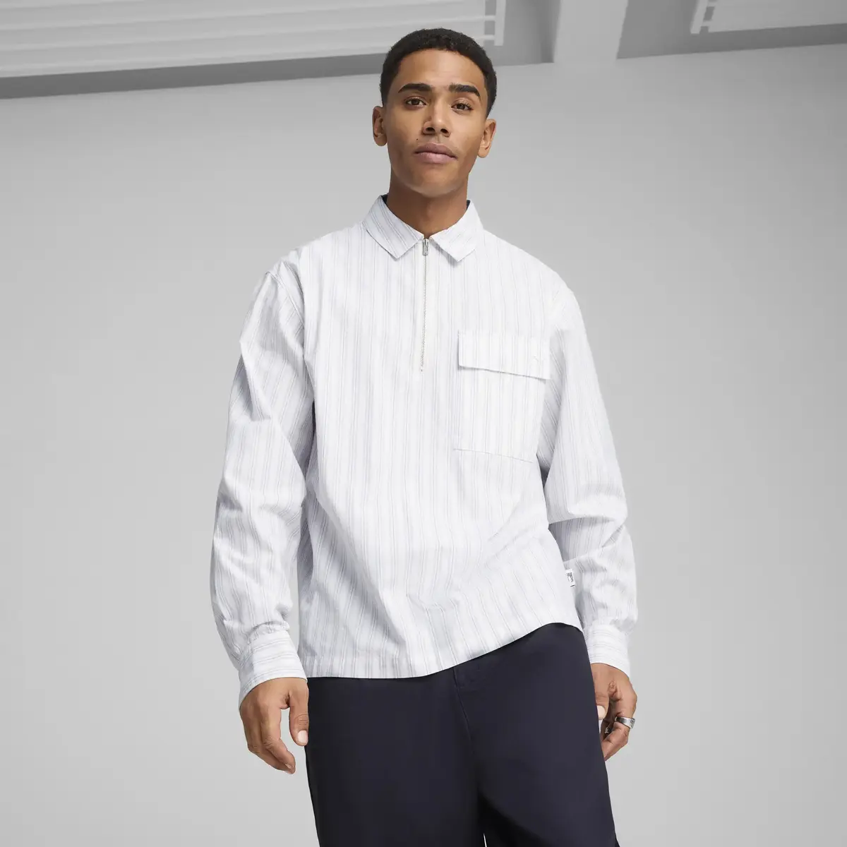 PUMA MMQ Half-Zip Shirt Mavi Erkek Polo T-Shirt