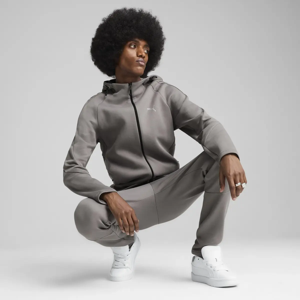 PUMA EVOSTRIPE Full-Zip Hoodie Gri Erkek Fermuarlı Ceket